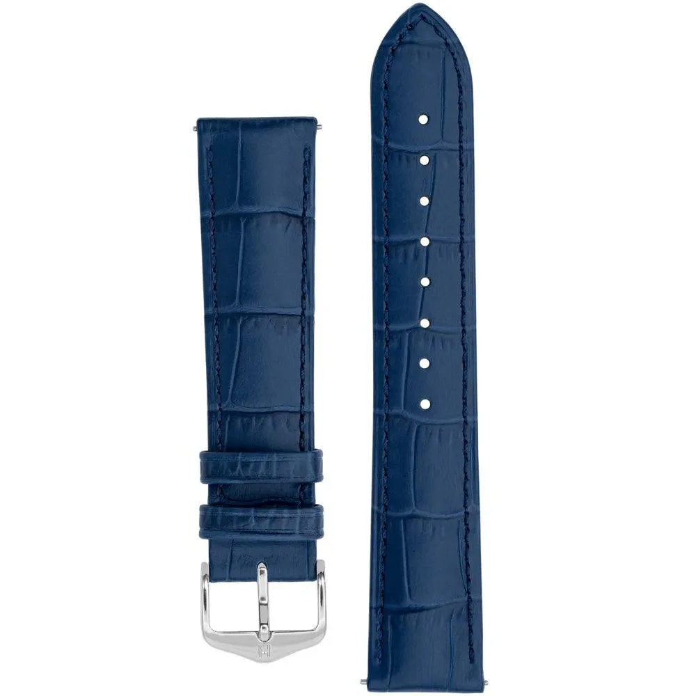 Hirsch DUKE Alligator Embossed Leather Watch Strap (Silver Buckle)