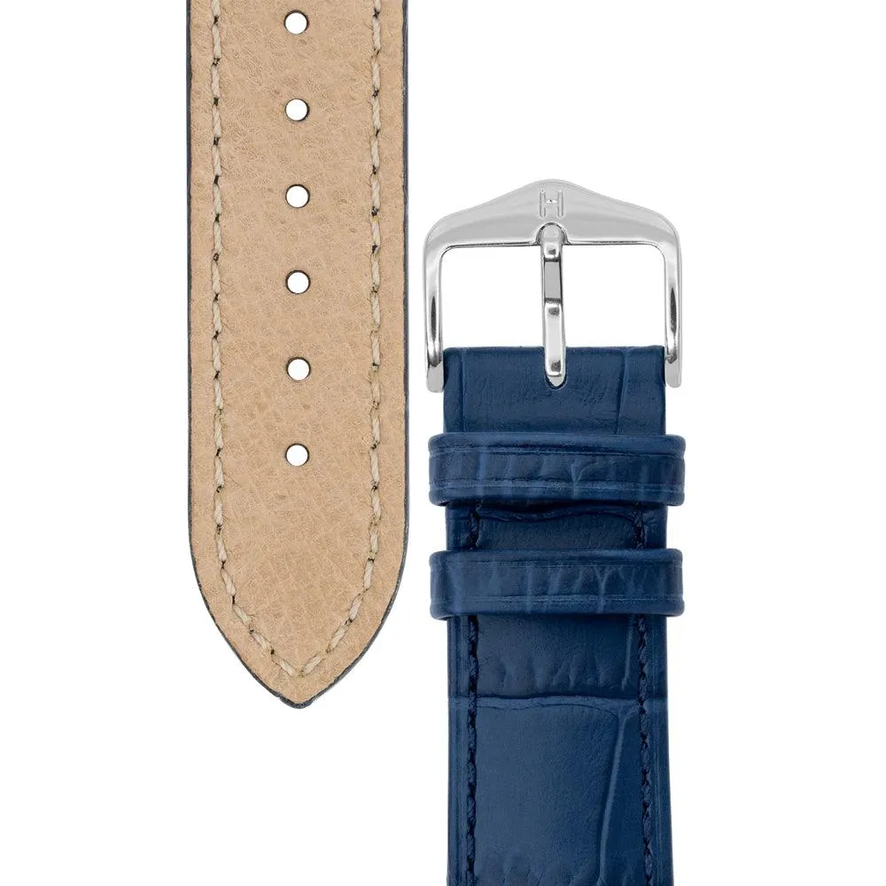 Hirsch DUKE Alligator Embossed Leather Watch Strap (Silver Buckle)