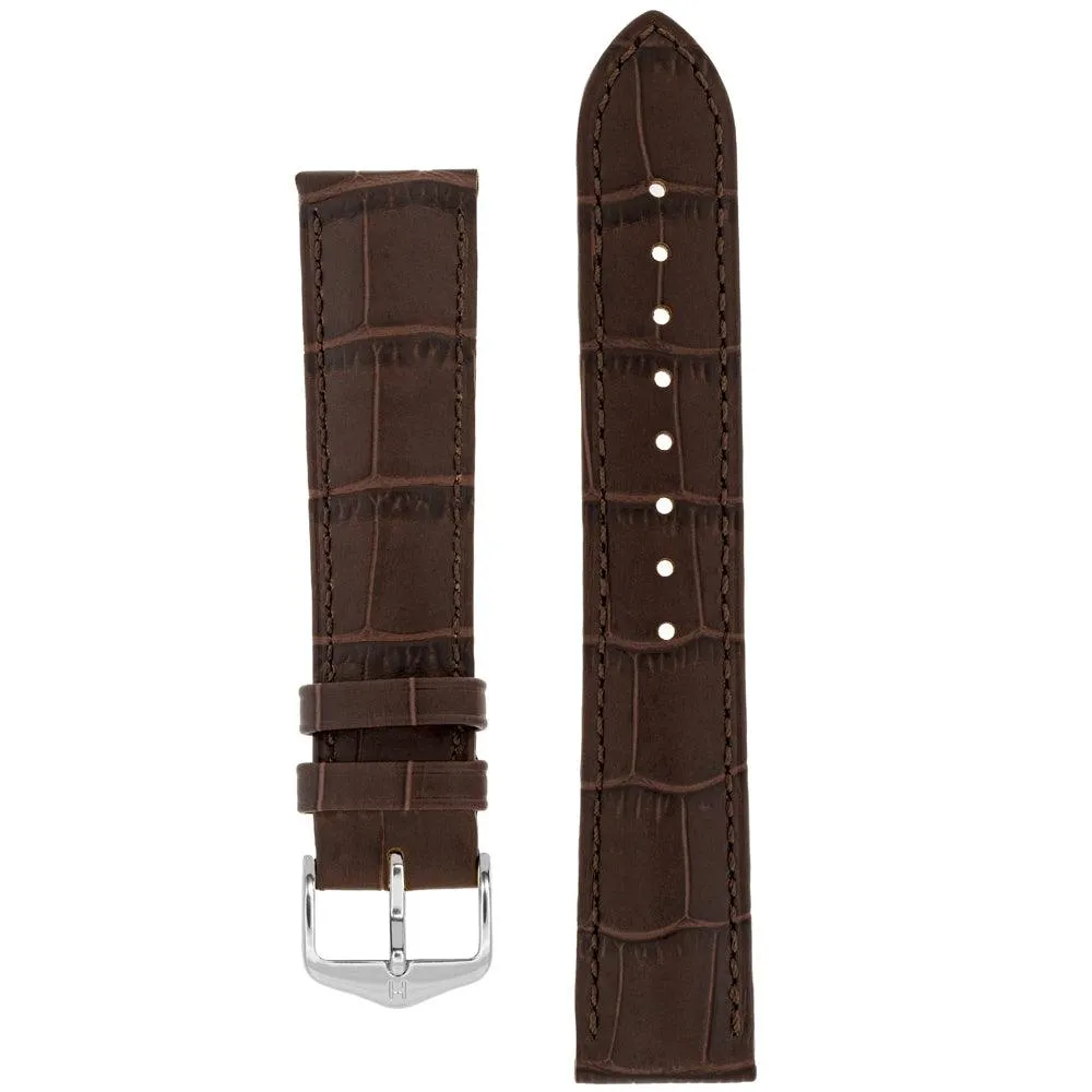 Hirsch DUKE Alligator Embossed Leather Watch Strap (Silver Buckle)