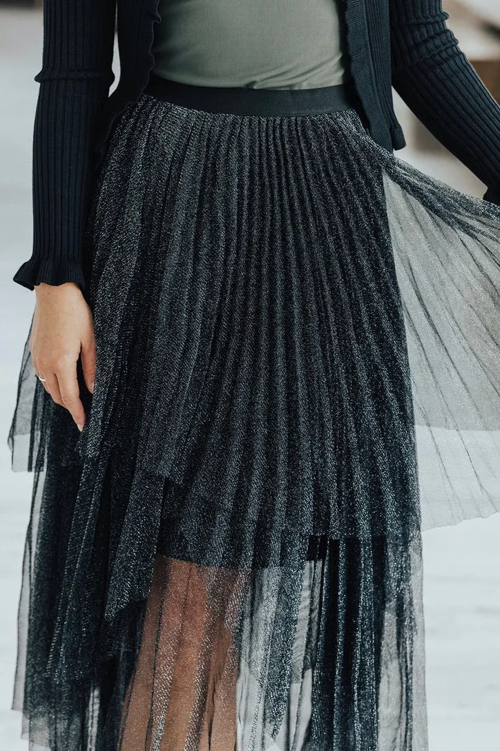 Holly Metallic Pleated Skirt