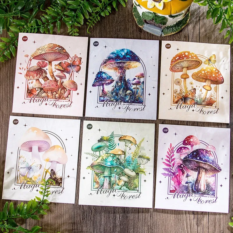 Holographic Hot Stamping Fairy Tale Mushroom Clear Transparent Stickers