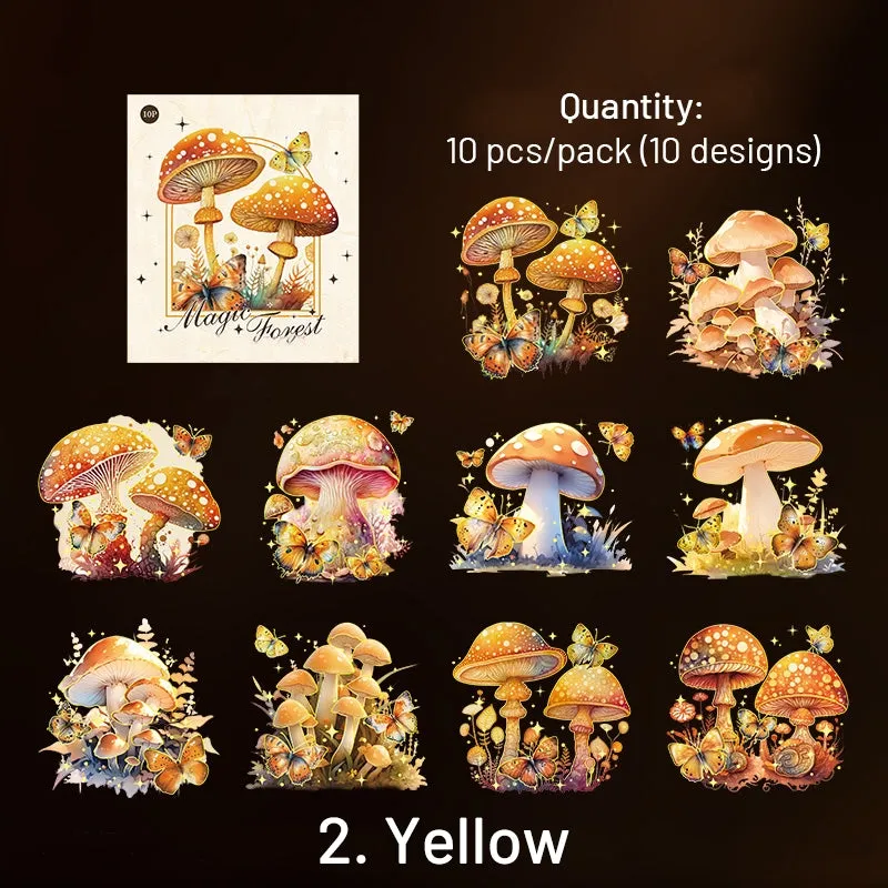 Holographic Hot Stamping Fairy Tale Mushroom Clear Transparent Stickers