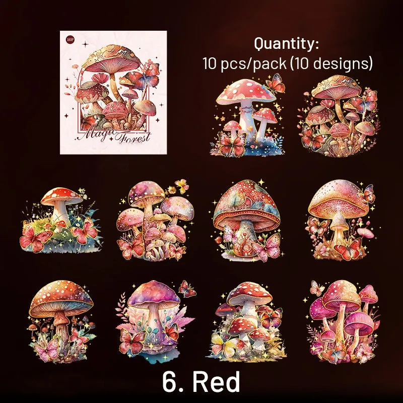 Holographic Hot Stamping Fairy Tale Mushroom Clear Transparent Stickers