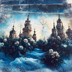 Ice Castle Landscape Background Scrapbook Paper