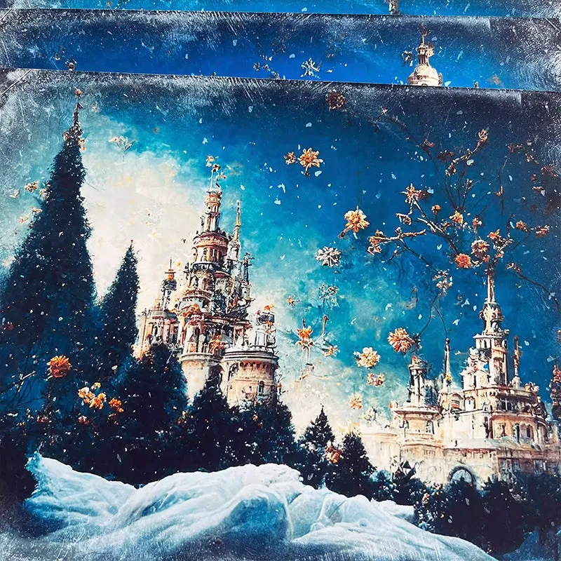 Ice Castle Landscape Background Scrapbook Paper