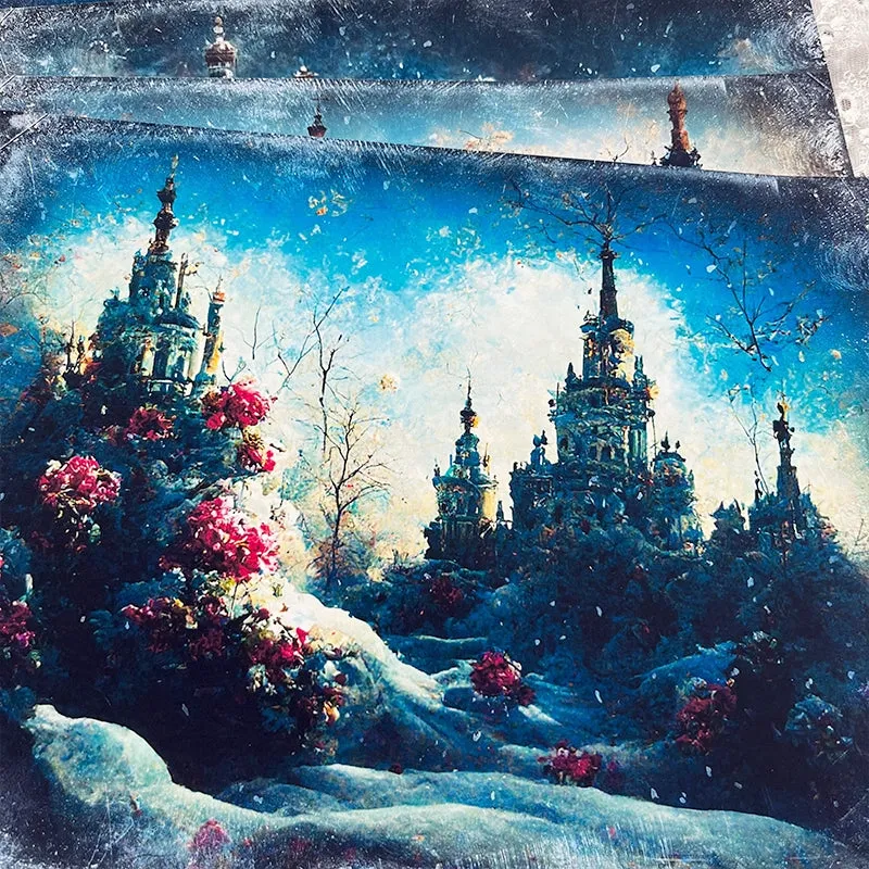 Ice Castle Landscape Background Scrapbook Paper