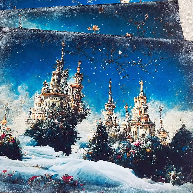 Ice Castle Landscape Background Scrapbook Paper