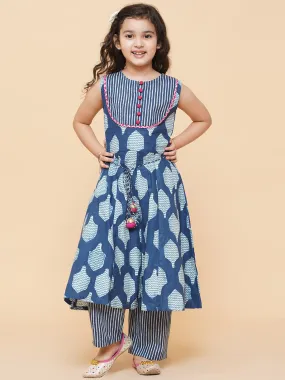 Indigo Blue Printed Kurta With Trouser