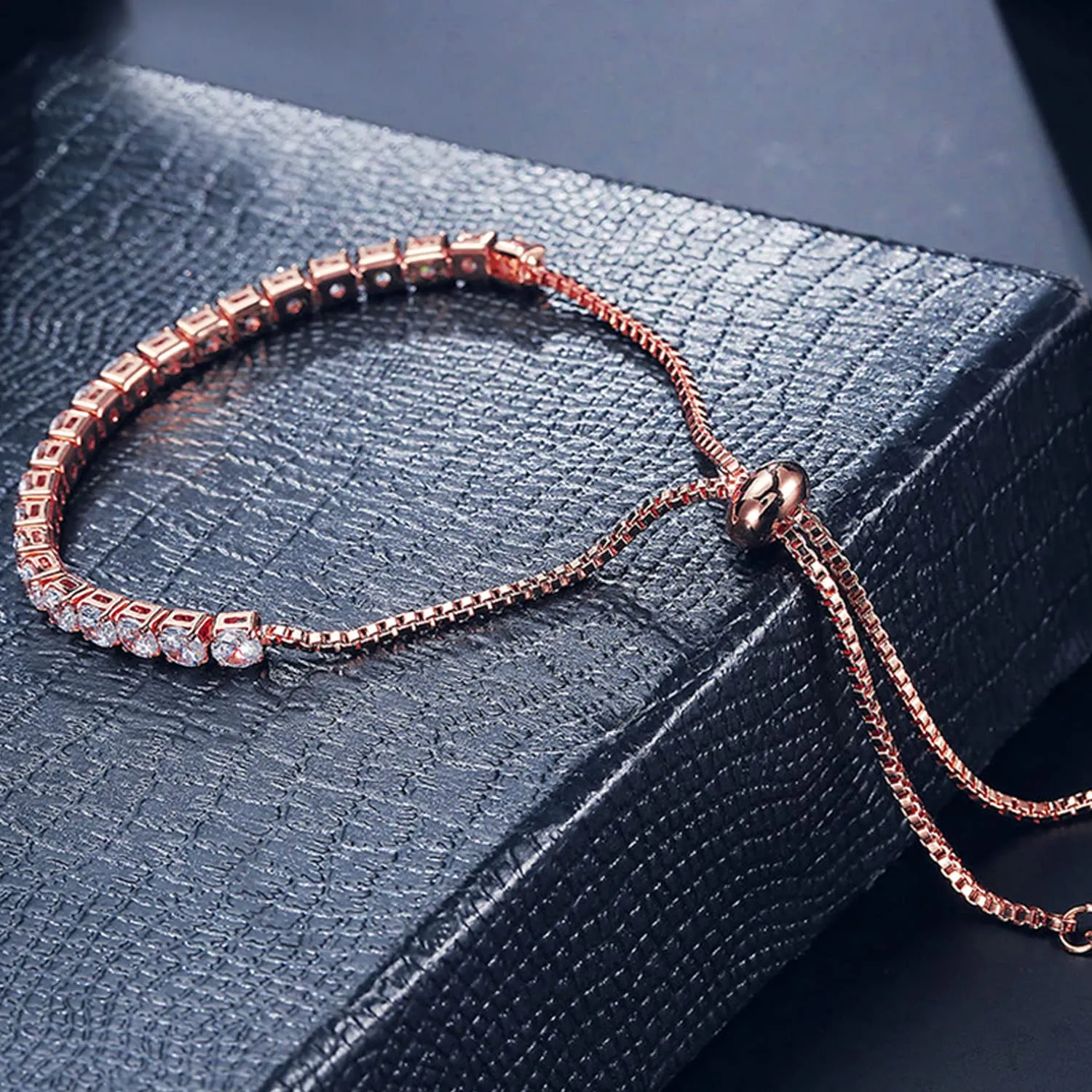 Kairangi Bracelet for Women and Girls Rosegold Crystal Bracelets for Women and Girls | Adjustable Chain Bracelet for Girls | Birthday Gift For girls & women Anniversary Gift for Wife