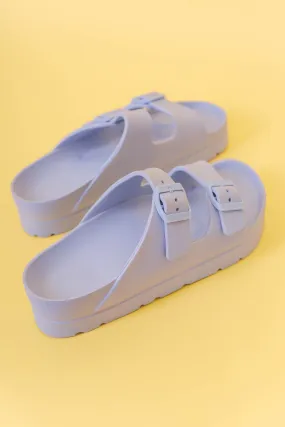 Kirby Double Strap Slides-Blue