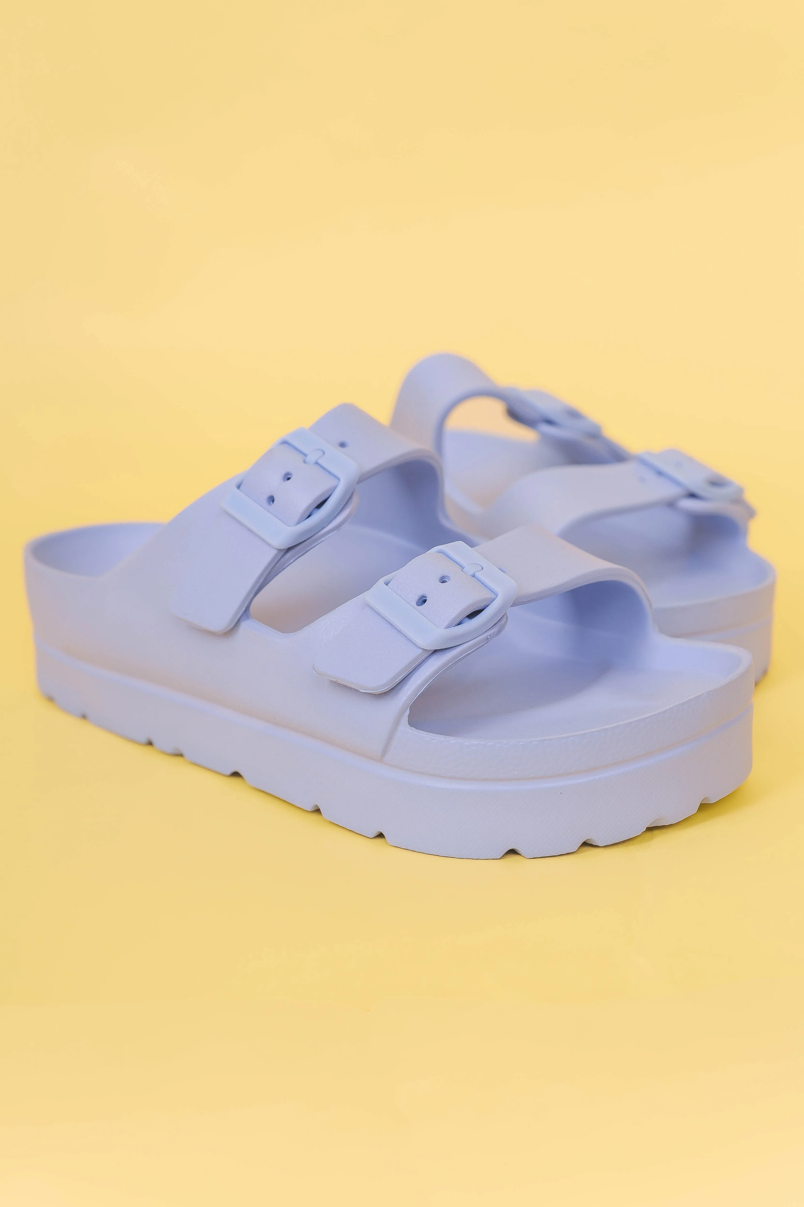 Kirby Double Strap Slides-Blue