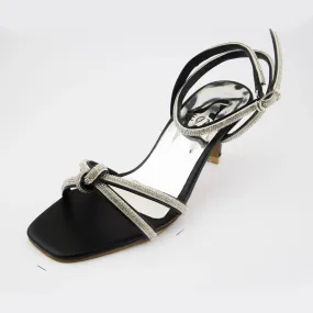 Knot & Rhinestone  Decor Sandals Black