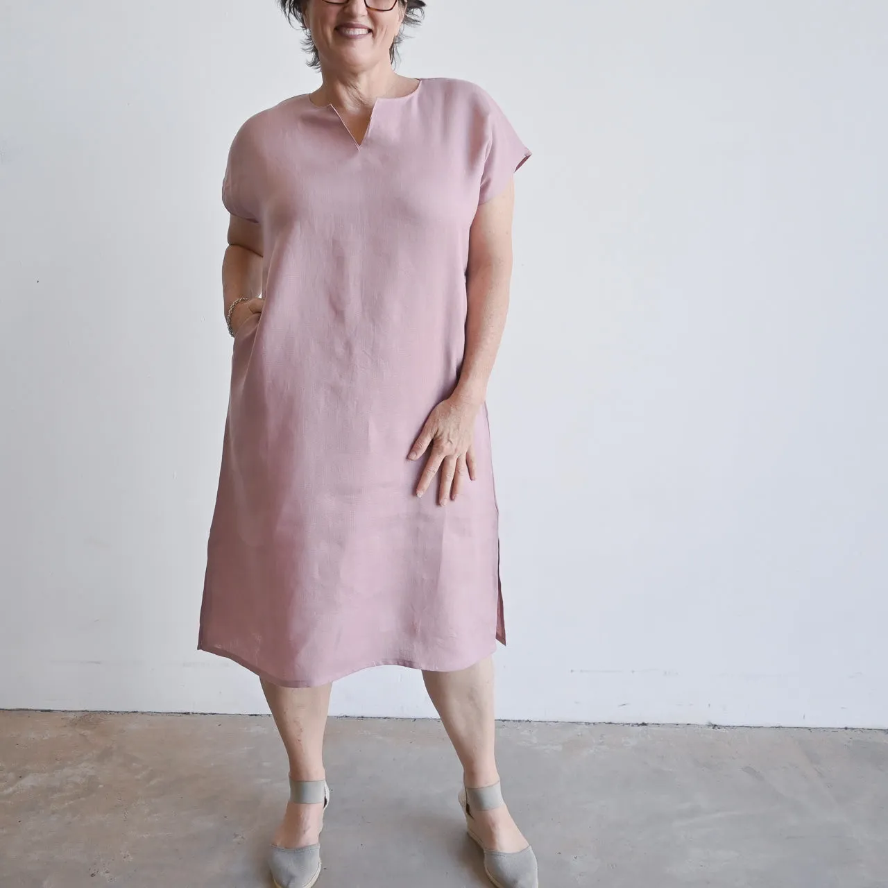 Kobomo Linen Sari Tunic Dress - Heather Pink