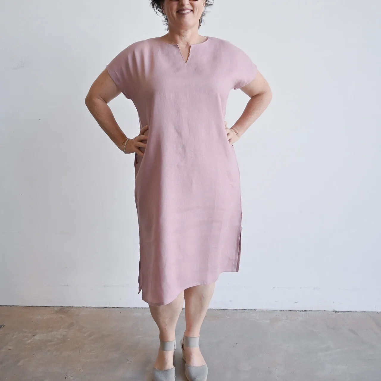 Kobomo Linen Sari Tunic Dress - Heather Pink