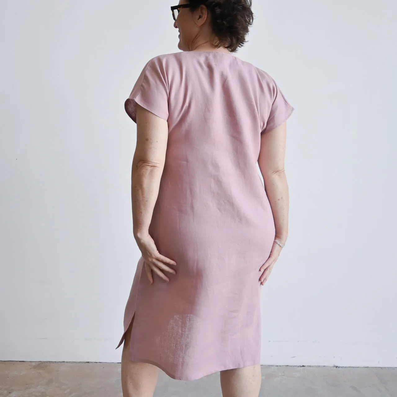 Kobomo Linen Sari Tunic Dress - Heather Pink