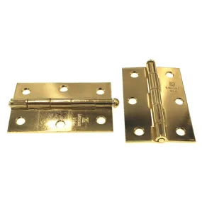 Lawrence Brothers 3 x 2 Loose Pin Narrow Hinges Bright Brass 2 Pack C820S-BB