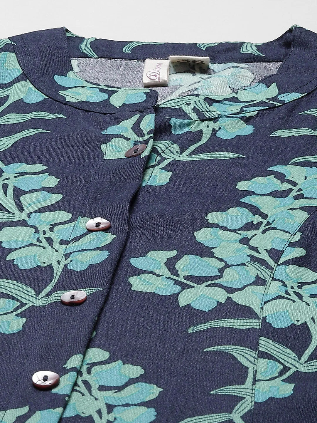 Leaf Printed A-line Rayon Kurta