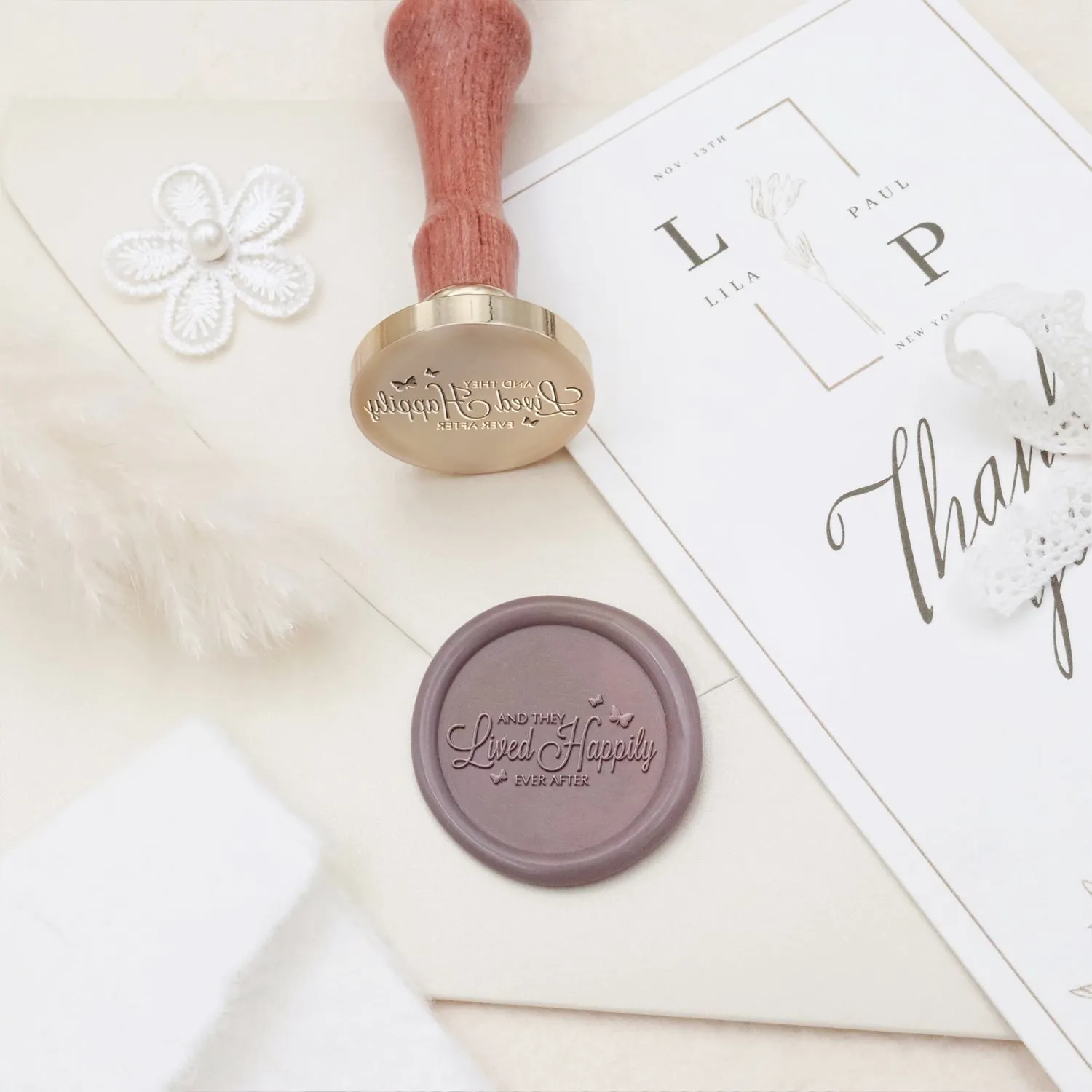 Lived Happliy Wedding Invitation & Announcement Wax Seal Stamp