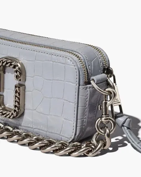 Marc Jacobs The Snapshot Croc-Embossed Sling Bag ( Cool Grey )