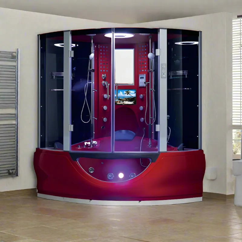 Maya Bath The Superior Platinum Red 2-Person Freestanding Steam Shower