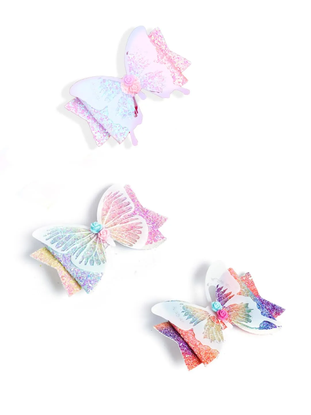 Melbees by Yellow Chimes Hair Clips for Girls Set of 3 PCS Hairclips for Kids Butterfly Charm Big Hair Clips Hair Acessories for Girls and Kids.