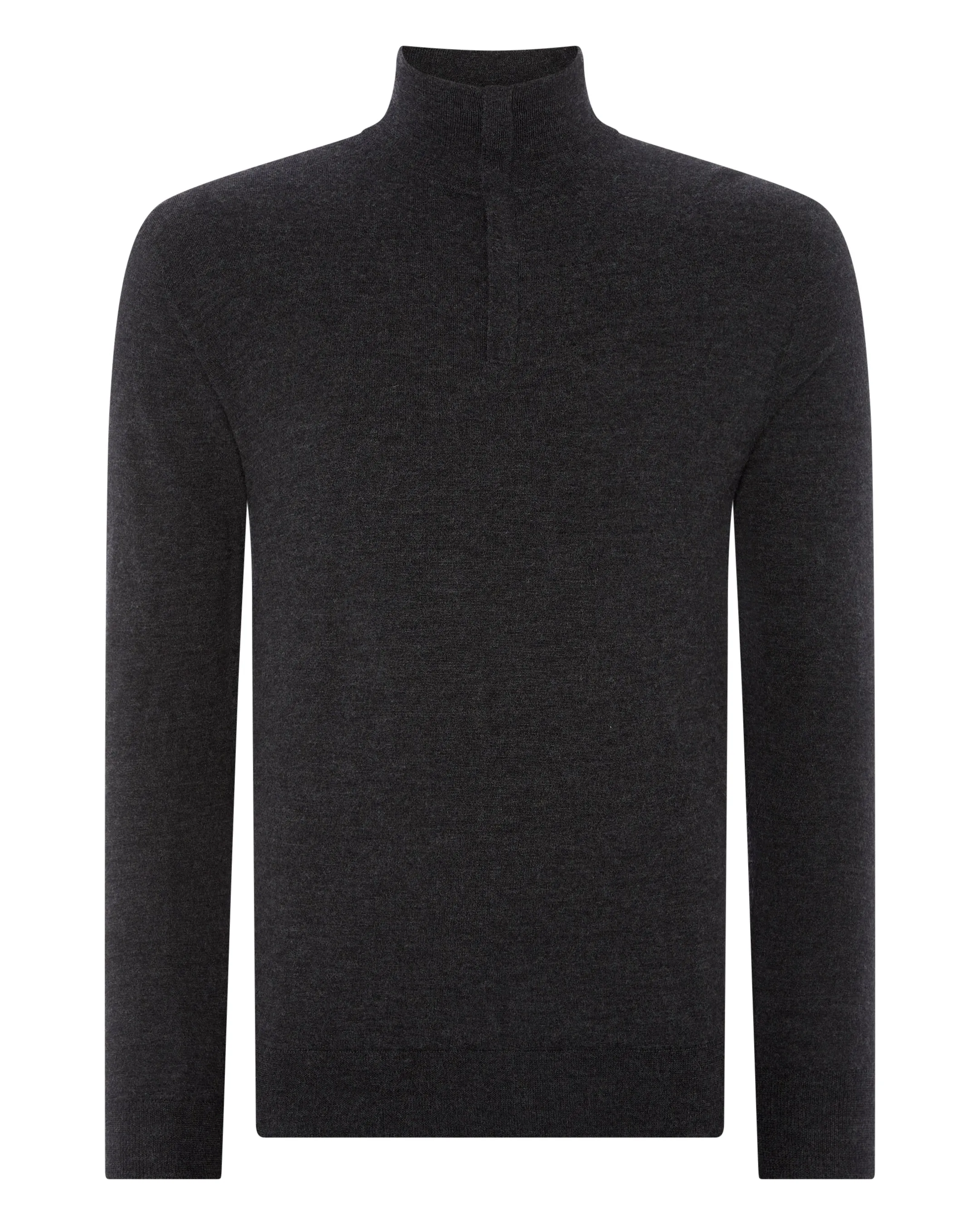 Men's Regent Fine Gauge Cashmere Half Zip Jumper Dark Charcoal Grey