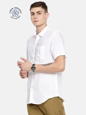 MEN'S WHITE SOLID SLIM FIT LINEN SHIRT