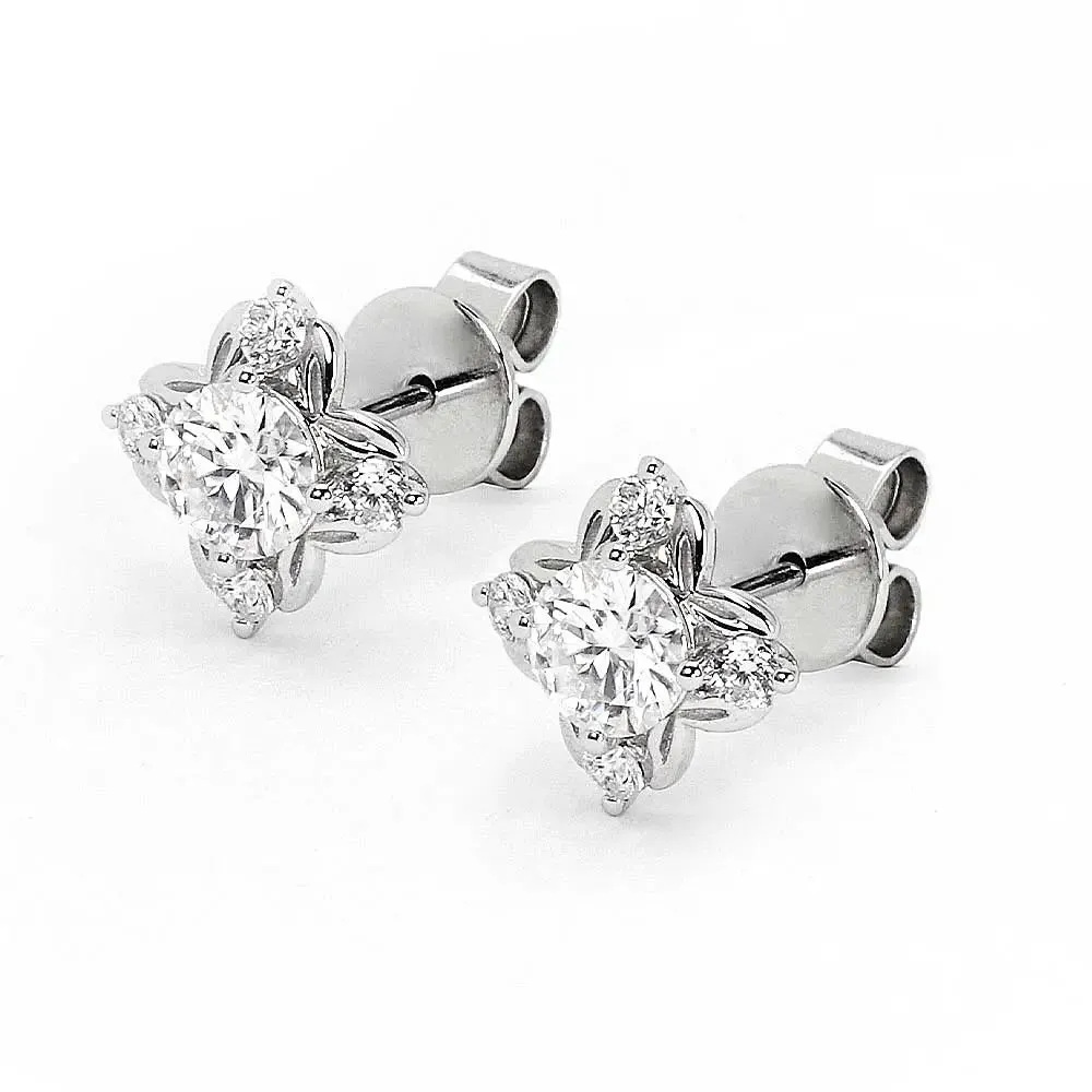 Moissanite Earrings With Lab-Grown Diamond Halo, The Chloe Collection