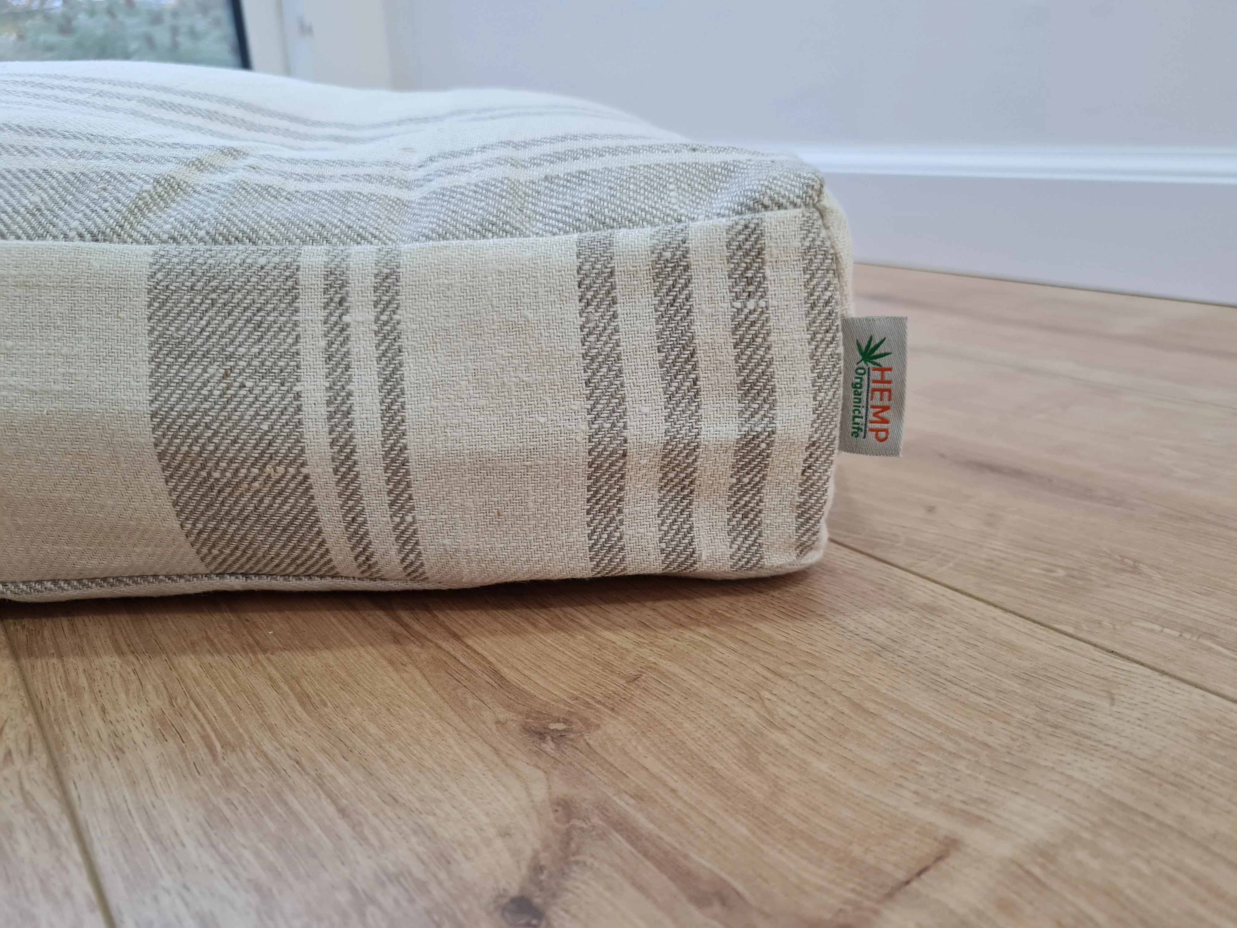 Natural Hemp Linen Pet Mat Pad Mattress Cushion Removable Washable Linen Cover Organic Hemp Fiber Filler in Natural Linen Fabric Padded Dog