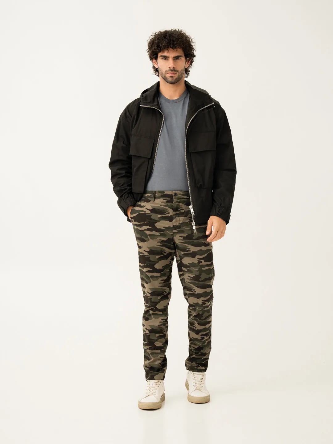 Olive Camo Slim Fit Cargo Pants