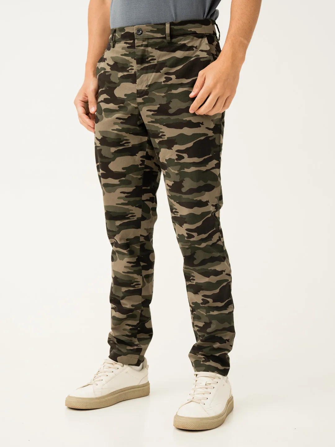 Olive Camo Slim Fit Cargo Pants