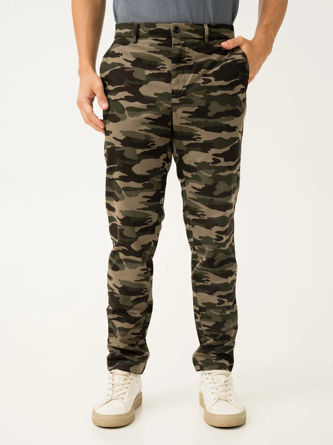 Olive Camo Slim Fit Cargo Pants