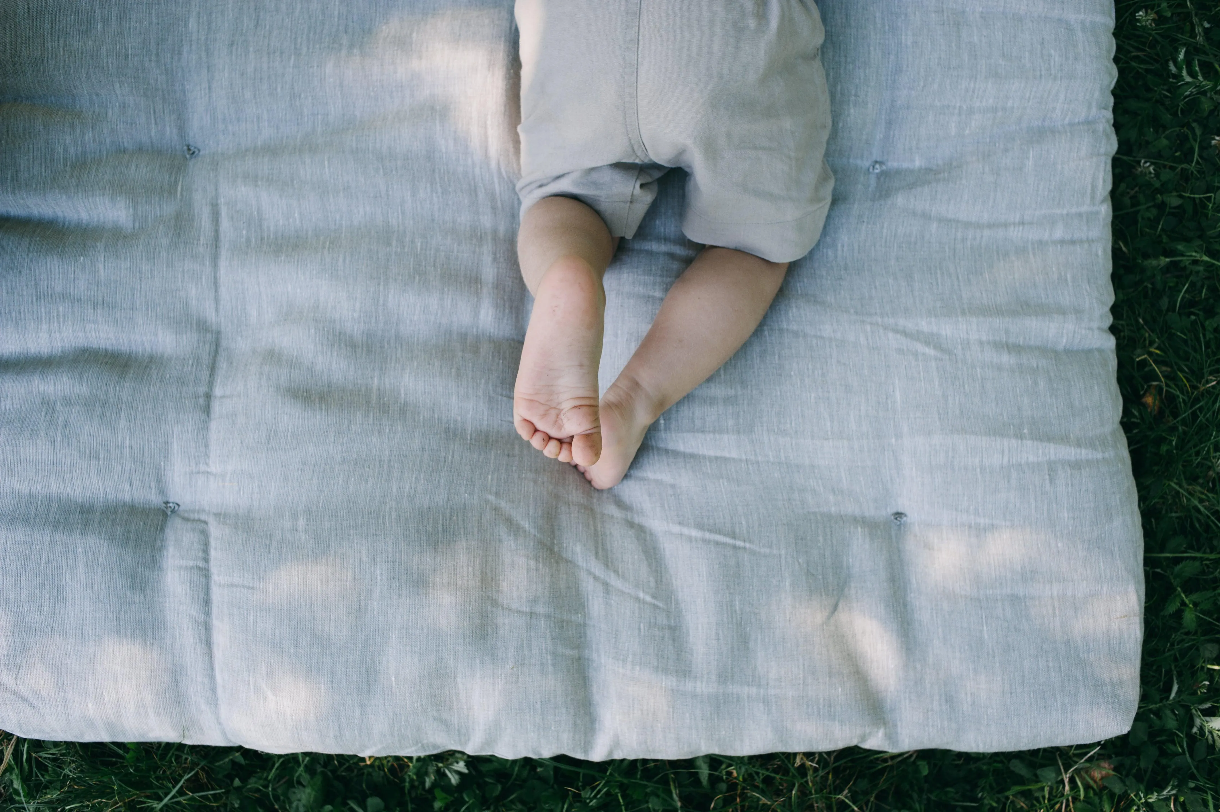 Organic Play mat filled HEMP Fiber in non-dyed linen fabric  Nursery Baby Blanket Blanky padded