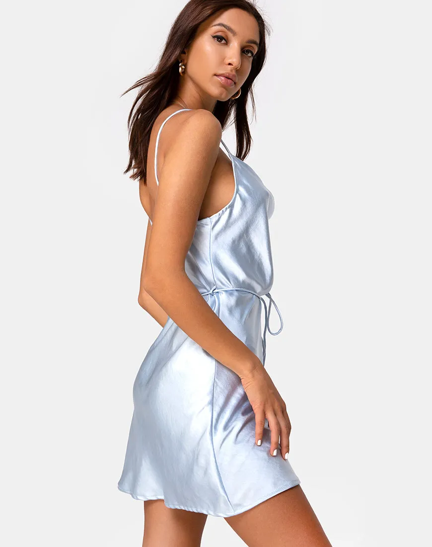 Paiva Dress in Satin Powder Blue