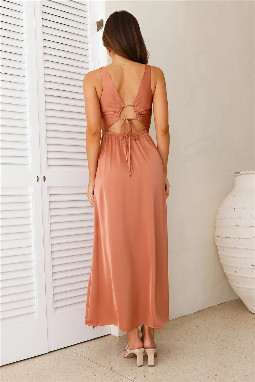 Piece Of Your Love Satin Maxi Dress Rust