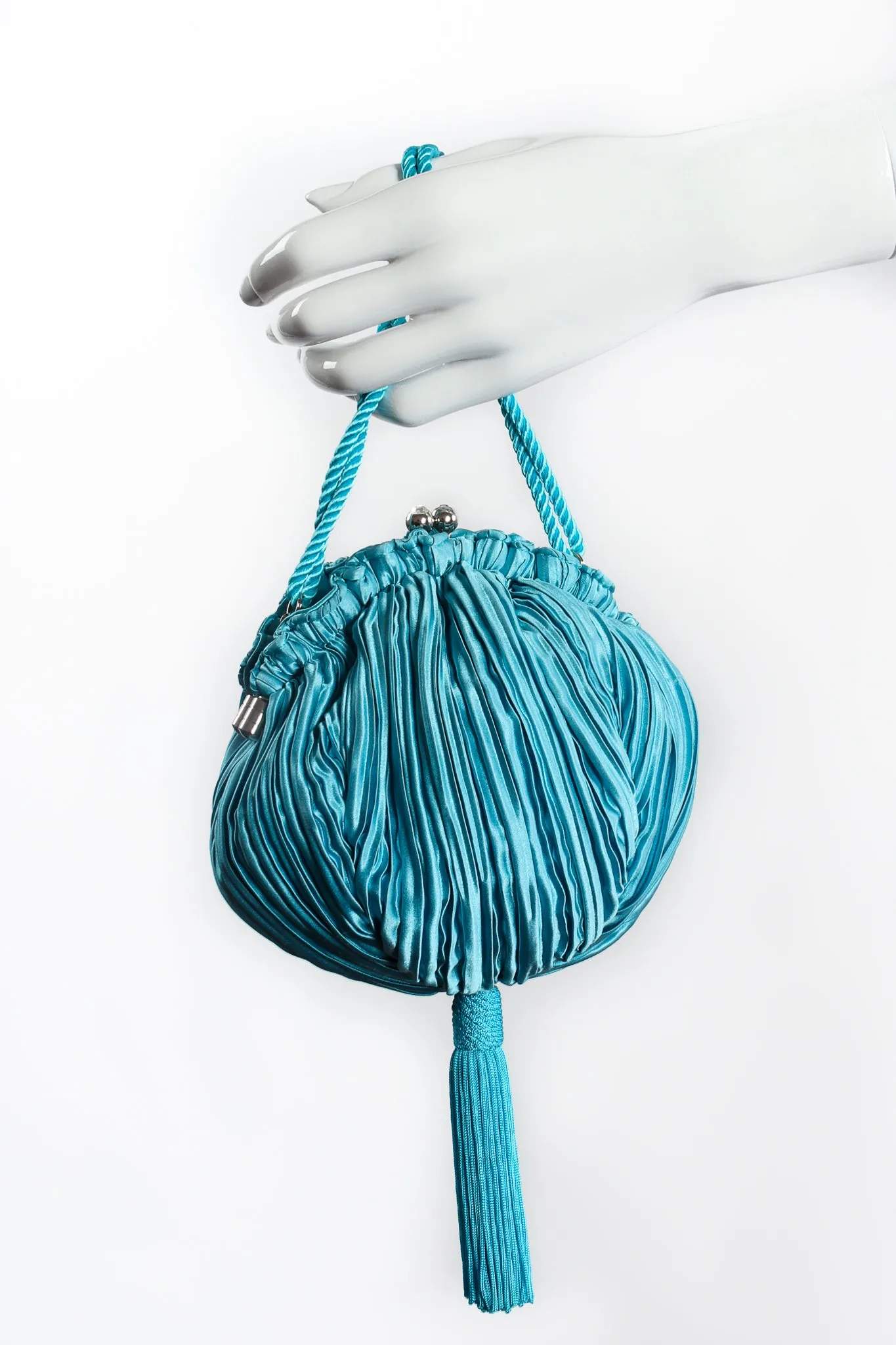 Pleated Tassel Pom Pouch