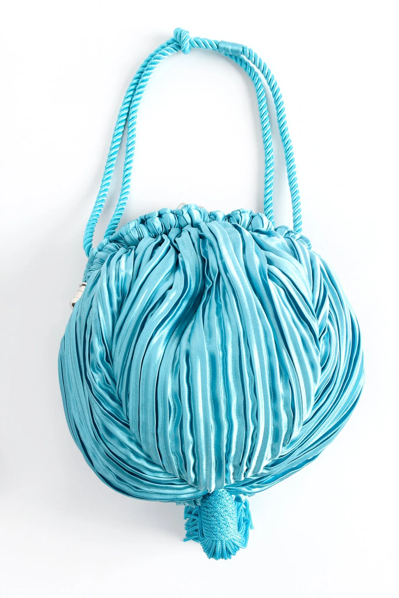 Pleated Tassel Pom Pouch