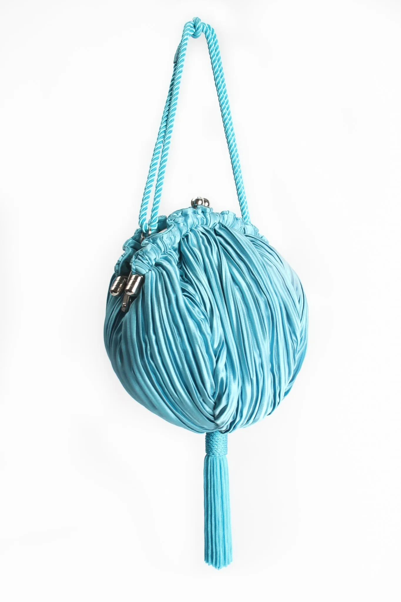 Pleated Tassel Pom Pouch