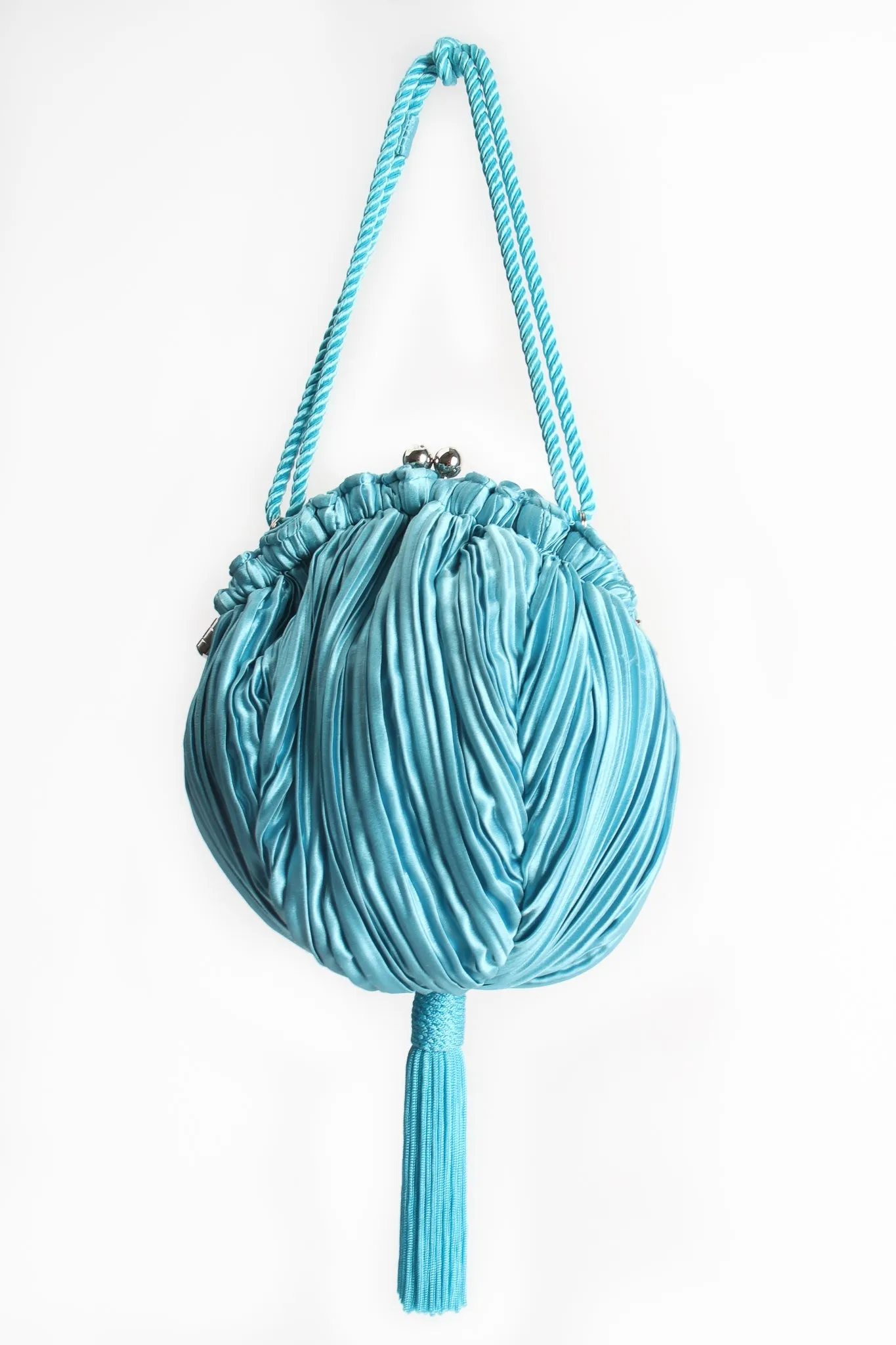 Pleated Tassel Pom Pouch