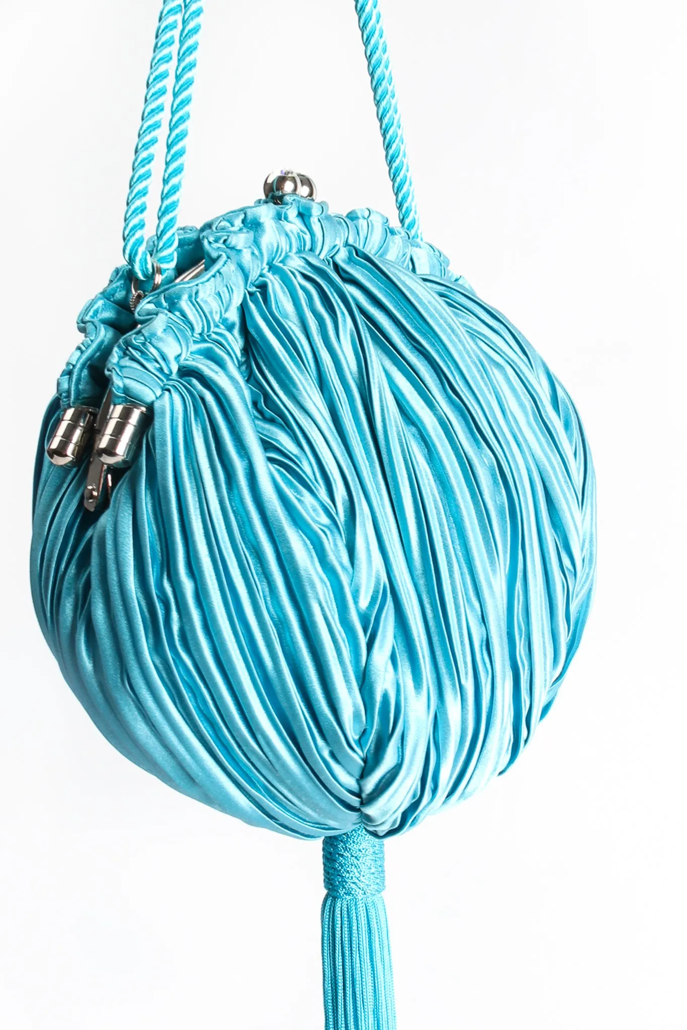 Pleated Tassel Pom Pouch