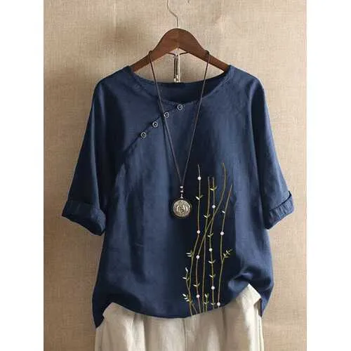 Printed Button Half Sleeve T-shirt