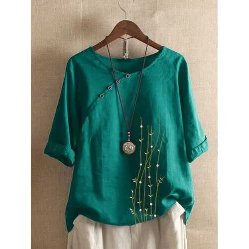 Printed Button Half Sleeve T-shirt