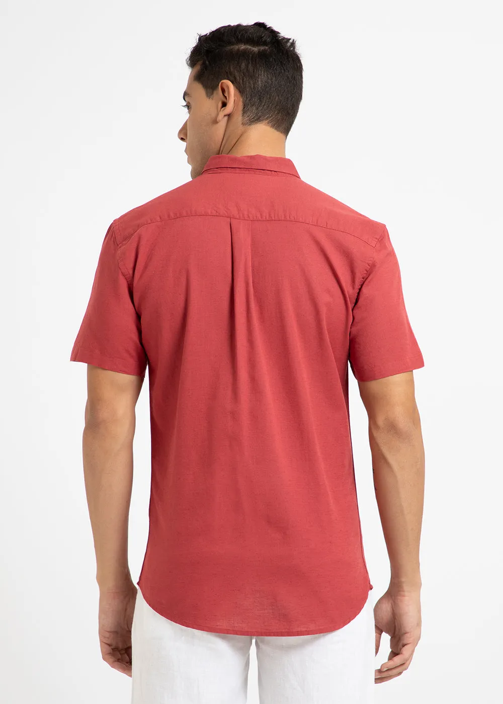 Red Cotton Linen Shirt