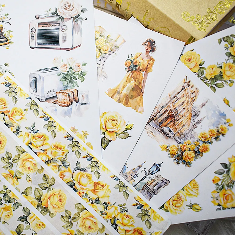 Retro Floral Lady Character Die-cut Sticker Book