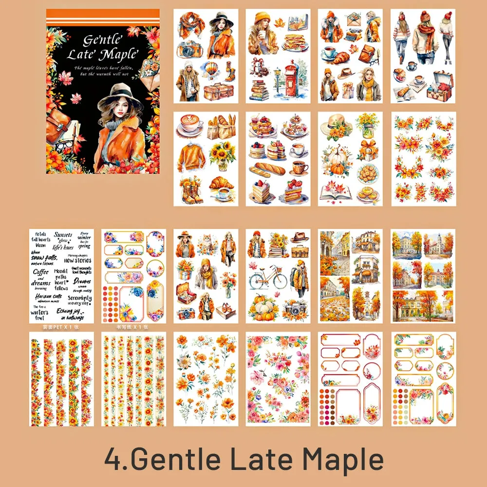 Retro Floral Lady Character Die-cut Sticker Book