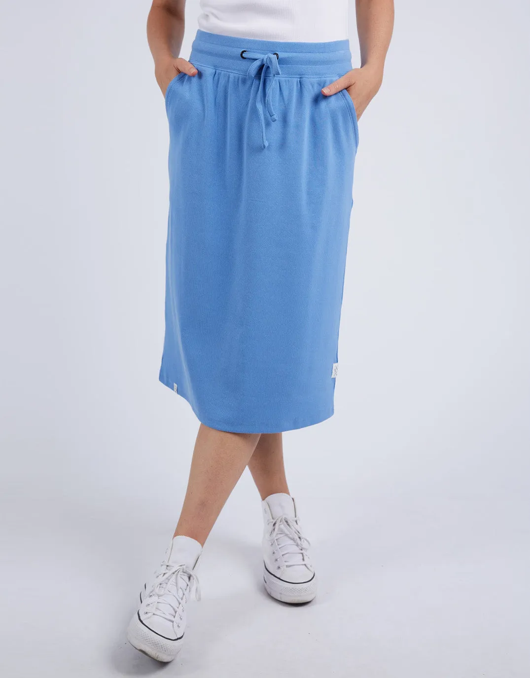 Rib Midi Skirt - Cerulean Blue