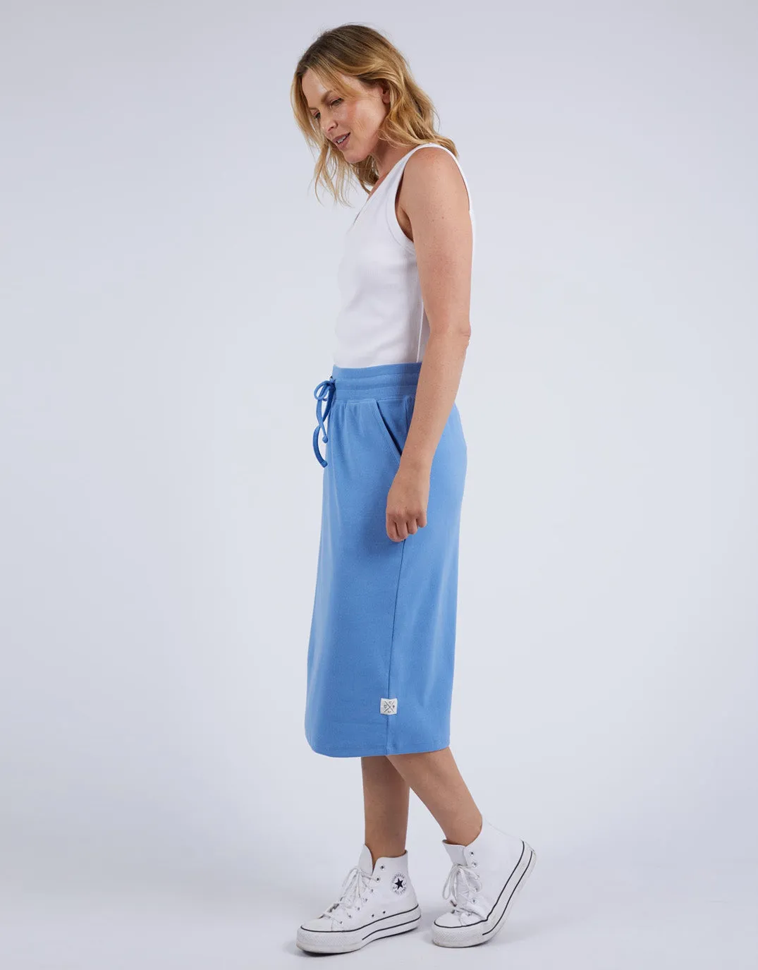 Rib Midi Skirt - Cerulean Blue