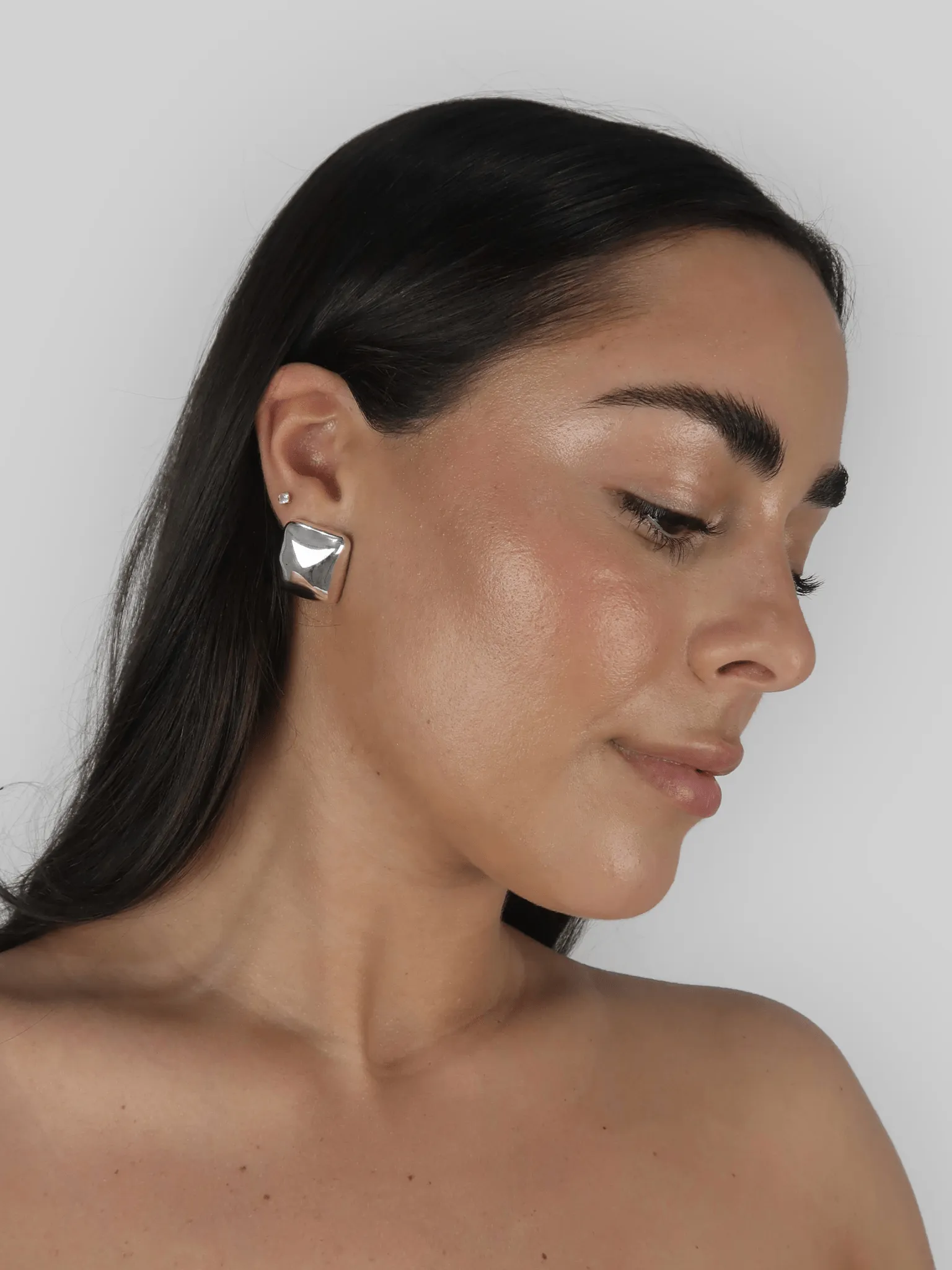 Rounded Square Dome Earrings