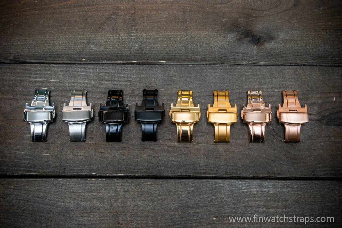 Stainless steel deployement clasp (polished, matte, black, black matte, gold, gold matte,  rose gold, rose gold matte)