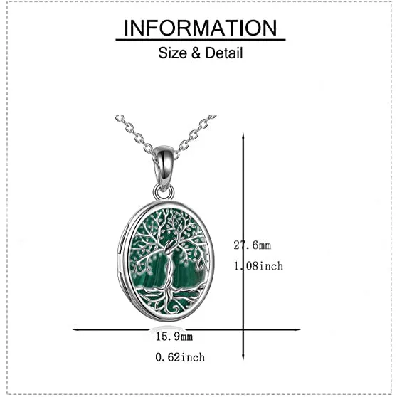 Sterling Silver Tree of Life Locket Pendant Necklace